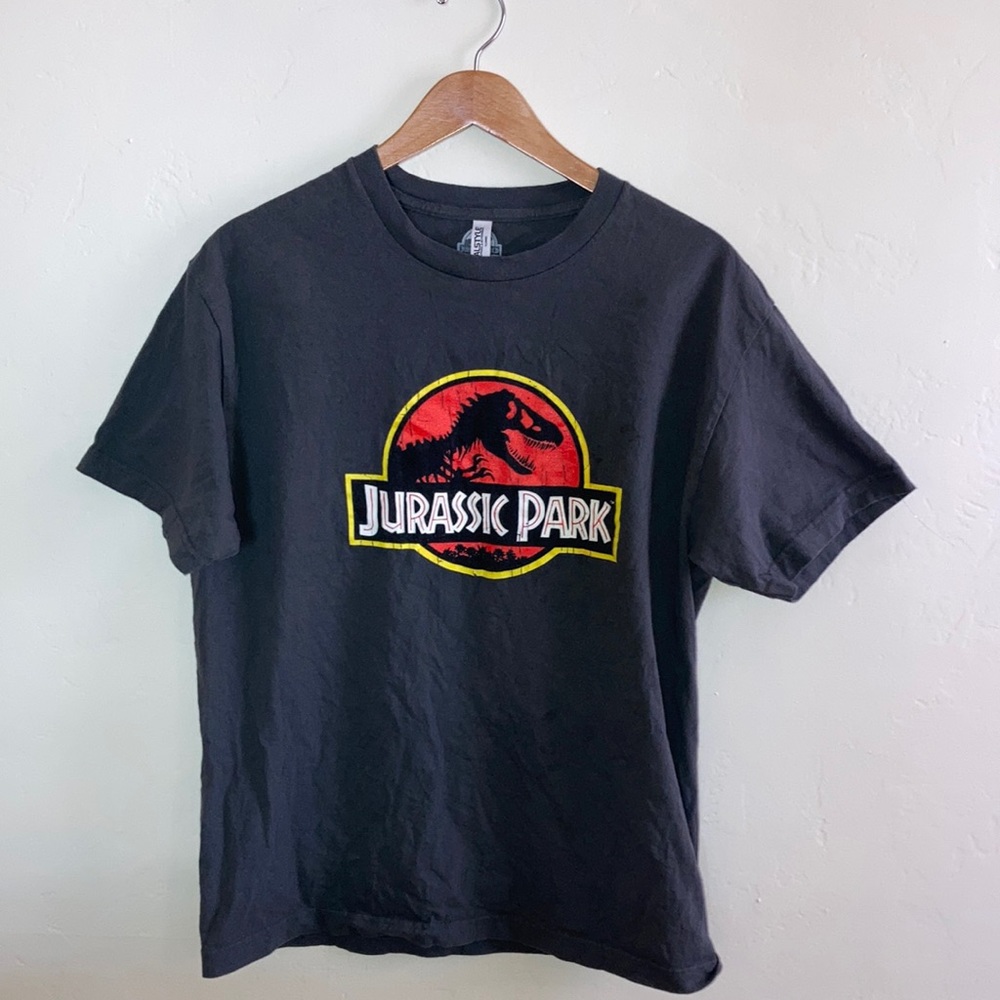 ☄️🦖 JURASSIC PARK Vintage Grey Classic Tee Shirt Size Large 1990s 🦟🦖
